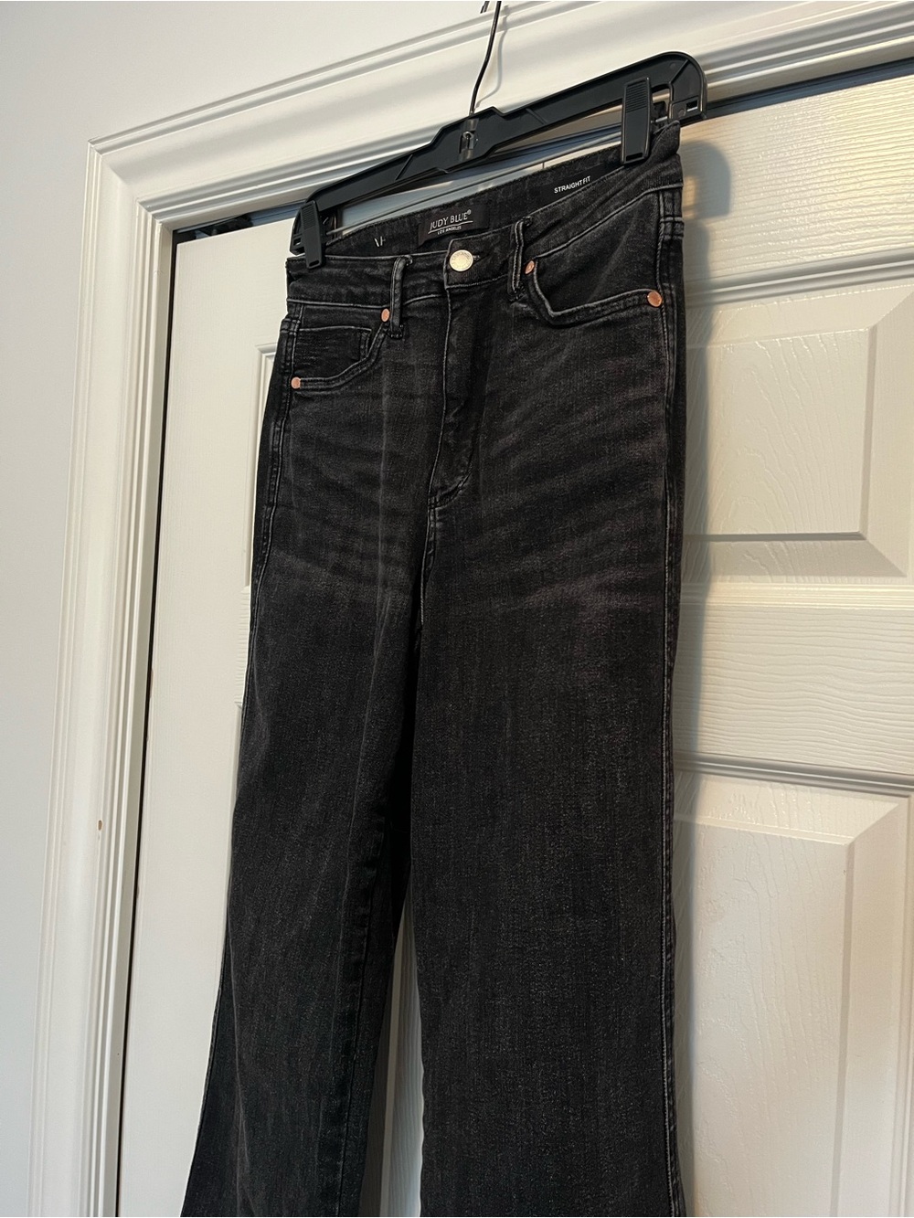 Judy Blue Straight Leg High Rise Black Denim Jeans Stretchy 27x31 - Picture 4 of 7